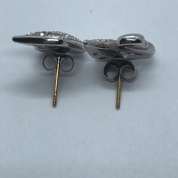 SOLD Swarovski Swan Pierced Silver-Tone Earrings - Picture 4 of 4